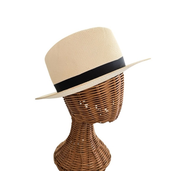Roberto Collection by Broner Panama Style Straw Fedora Hat Small Made in USA main image 6